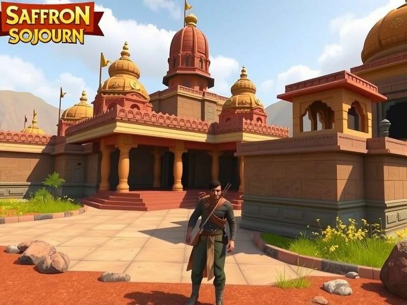 Saffron Sojourn gameplay showing Indian temple exploration